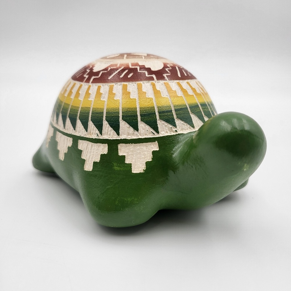 D Largo Diné Navajo Pottery Turtle Figurine Native American Hand Painted Signed